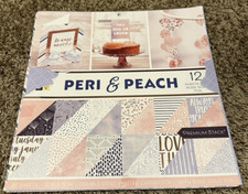 DCWV 12x12 Paper Pad PERI PEACH Scrapbook Cards Partial Peach Blue Foil