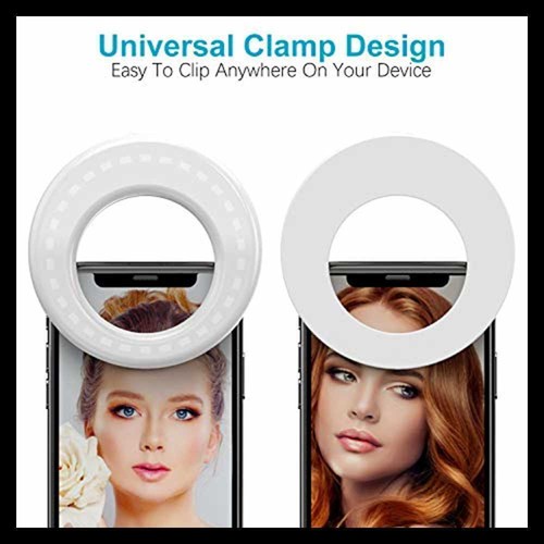 Anillo de luz para selfie luces círculo LED teléfono celular cámara portátil BLANCO NUEVO - Imagen 4 de 9