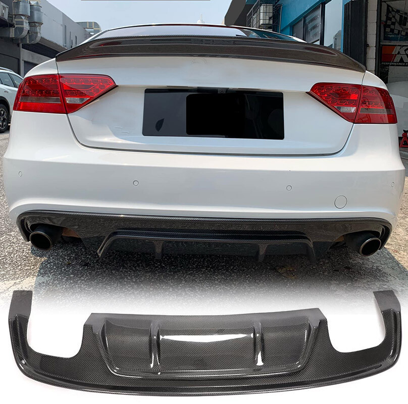 REAL CARBON Rear Bumper Diffuser Lip Body Kit For Audi A5 S-LINE