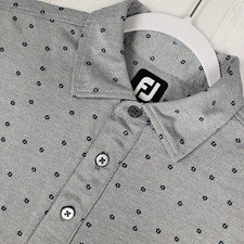 Footjoy Shirt Men's M Gray Floral All Over Print Performance Stretch Golf Polo