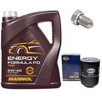 MotoröL Set 5W-40 5 Liter + ÖLfilter + ÖLablassschraube FüR VW Passat 1.9 90 PS