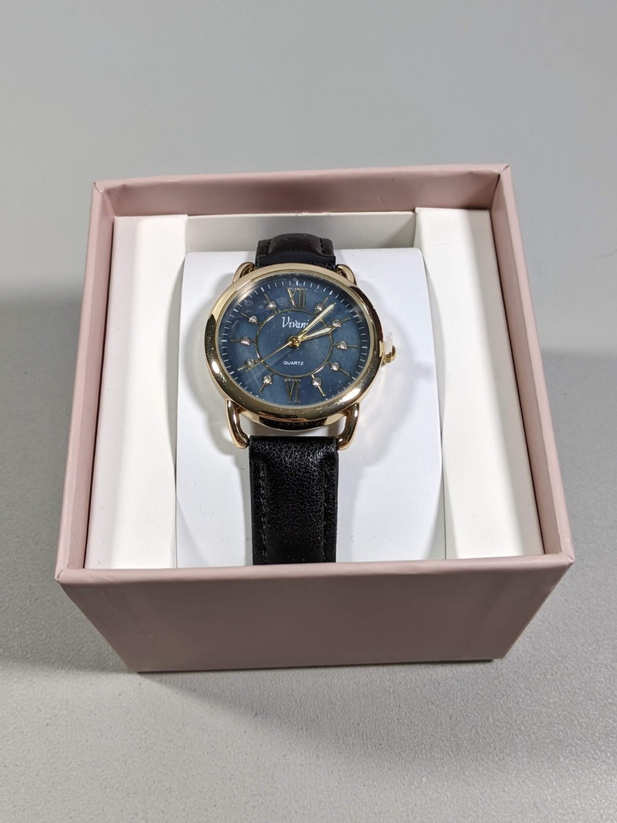 Gold Round Dial Vivani Watch Women Vintage Gold Tone Vivani Watch With Natural Abalone  main image 3
