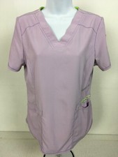 Scrubstar Womens Scrub Top Size S Light Purple V neck Pockets Short Sleeves
