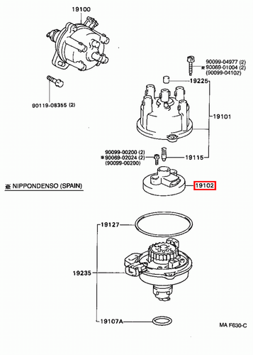 Genuine MR2 SW21 SW20 Sprinter AE101 3SGTE 5S 4AGE Distributor Cap Rotor Button - Picture 18 of 20