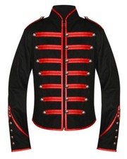 Unisex Gothic Steampunk Red Parade Military Marching Band Jacket Goth Punk Emo