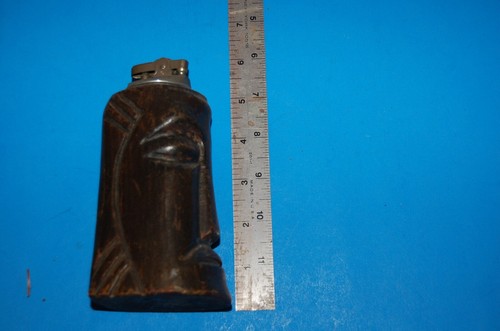 Hand-Carved Wood African Head cigarette lighter UNTESTED As-Is One of a Kind