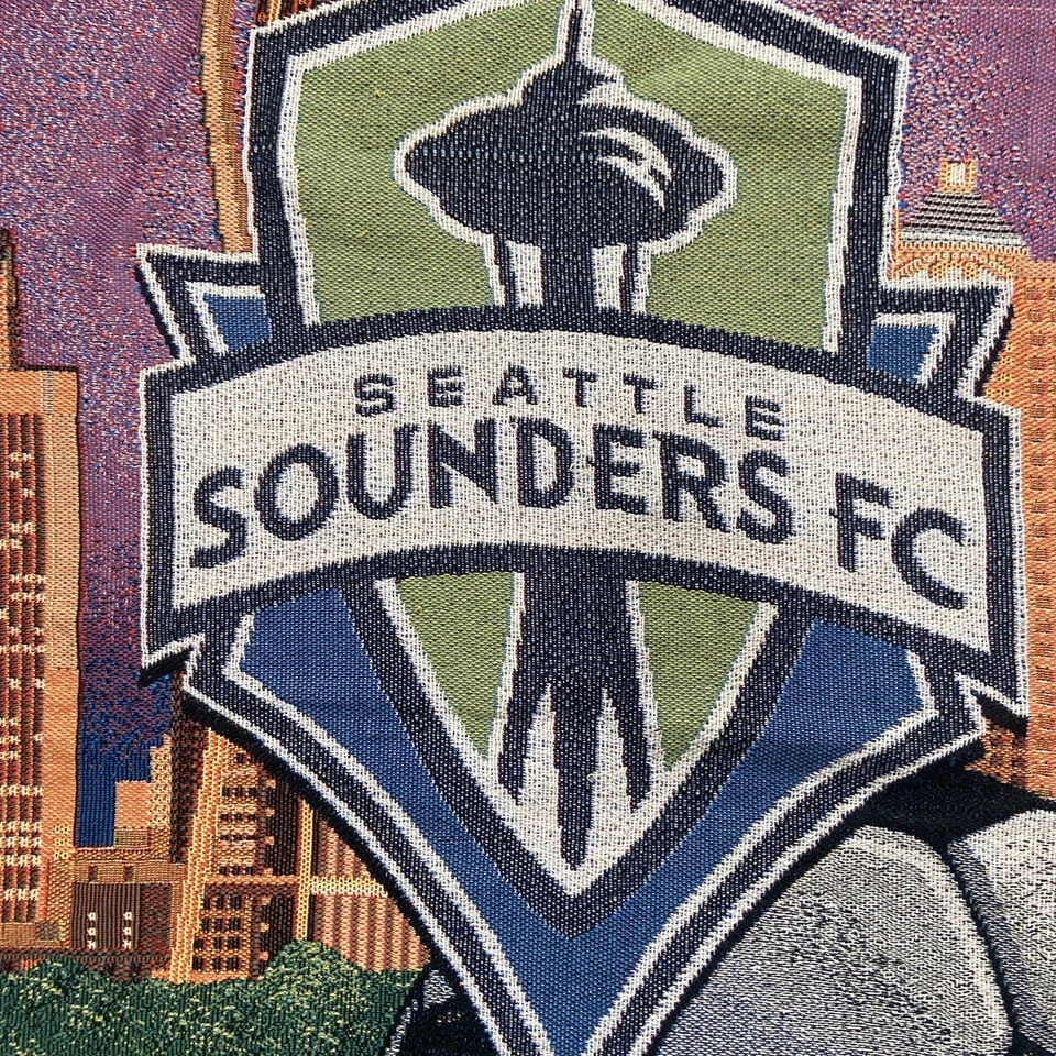 Seattle Sounders Soccer Throw Blanket 49x62 Afghan Tapestry Space Needle - Image 2 of 4