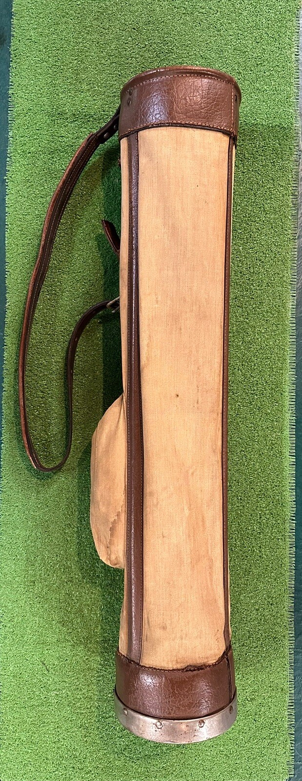 9 Antique hickory wood shaft Golf Clubs and Vintage Stovepipe Golf Bag