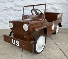 Hamilton Army Jeep Dump Pedal Car Vintage 1950s Pressed Steel Amateur Resto