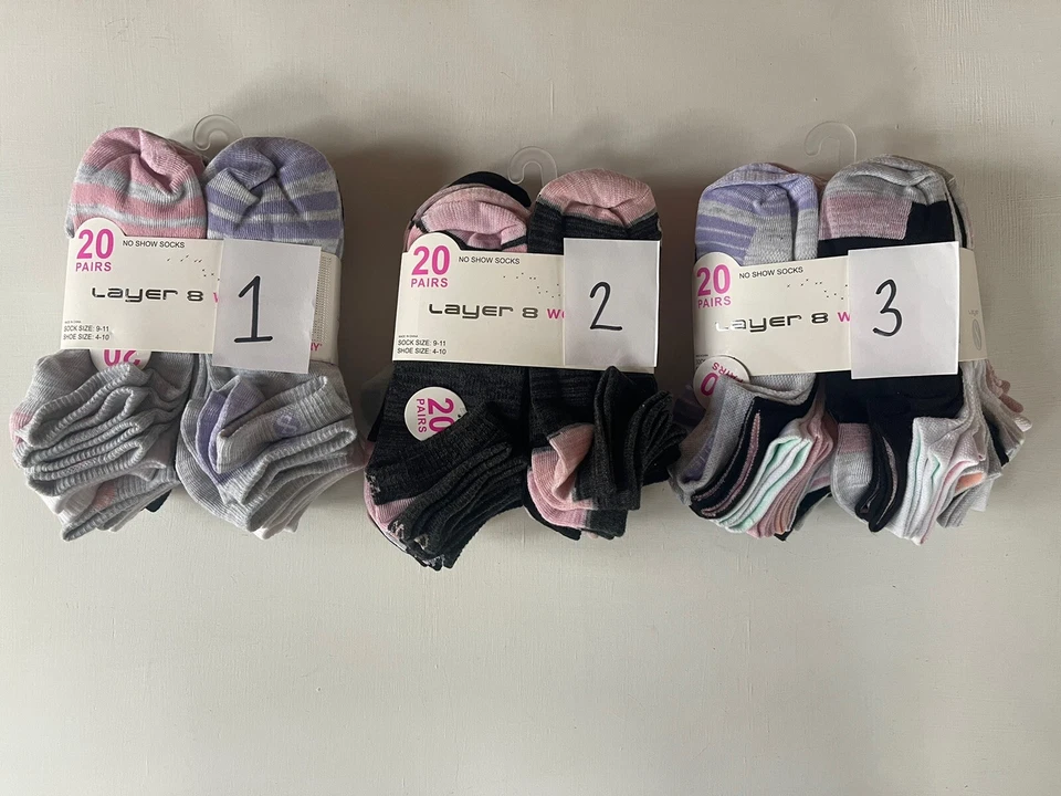 Paquete de 20 calcetines LAYER 8 No Show cojín Qwick-Dry mujer calcetín talla 9-11 Foto 2 de 4