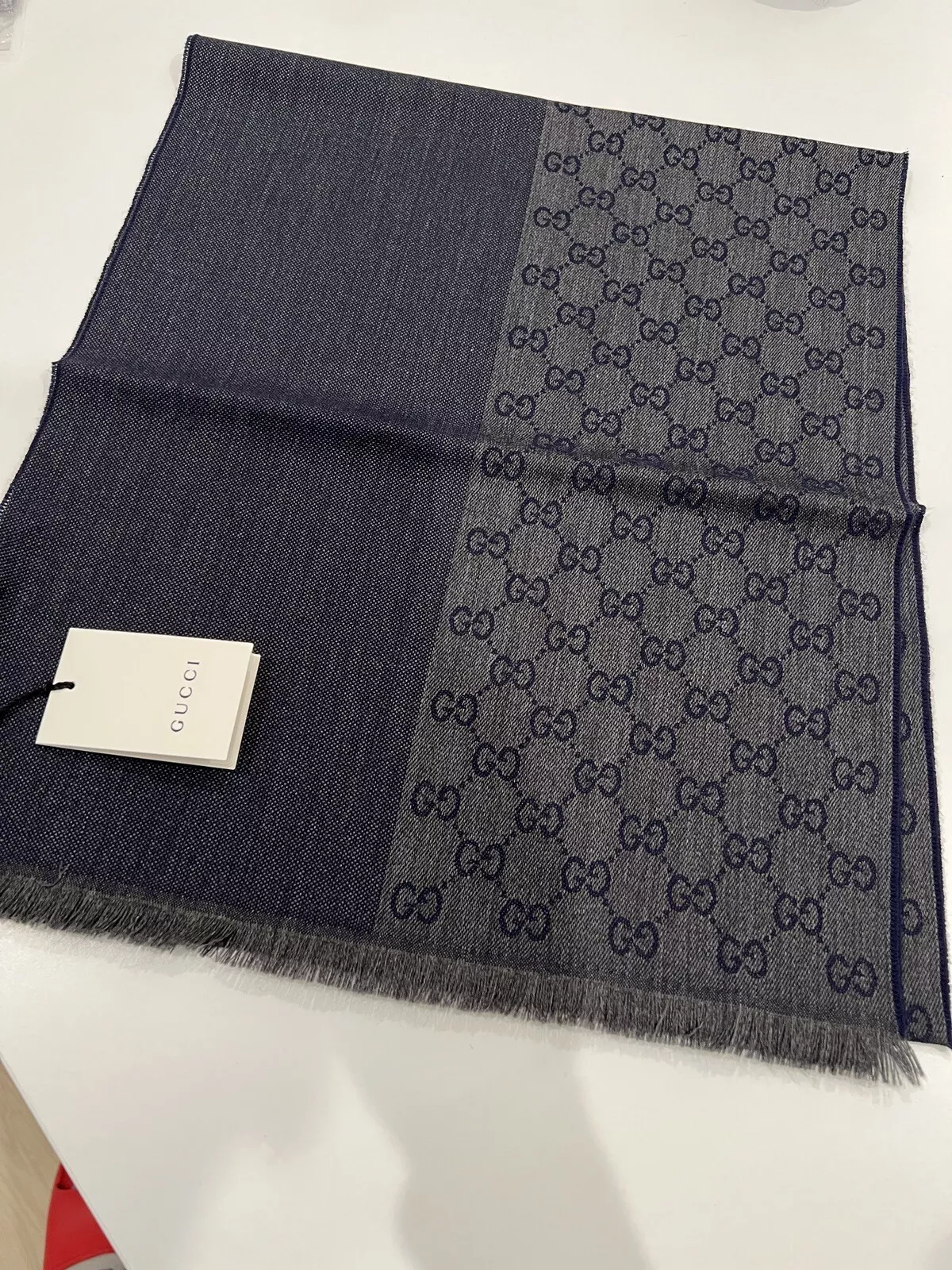 GUCCI SC VERBIER ÉCHARPE écharpe laine BRW motif complet marine