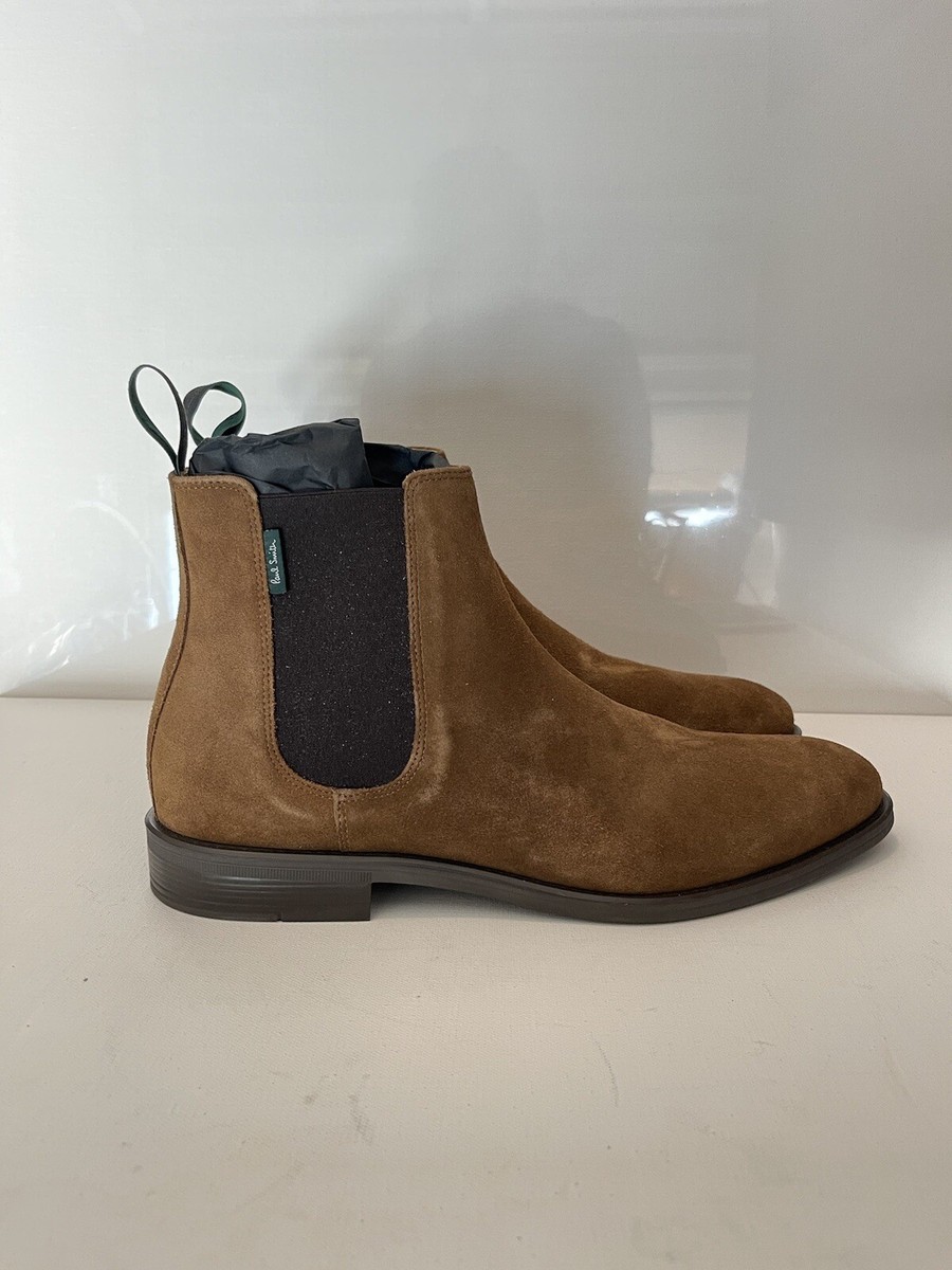 PAUL SMITH Mens Brown Goring Cedric Almond Toe Leather Boots 10 Excellent