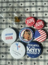 Vintage Political Buttons Including Hillary Clinton