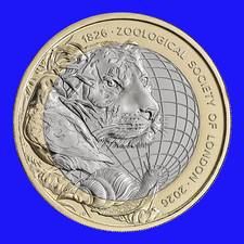 £2 Coin. 2026 ZOOLOGICAL SOCIETY OF LONDON (ZSL) 200TH ANNIVERSARY £2 COIN BUNC.