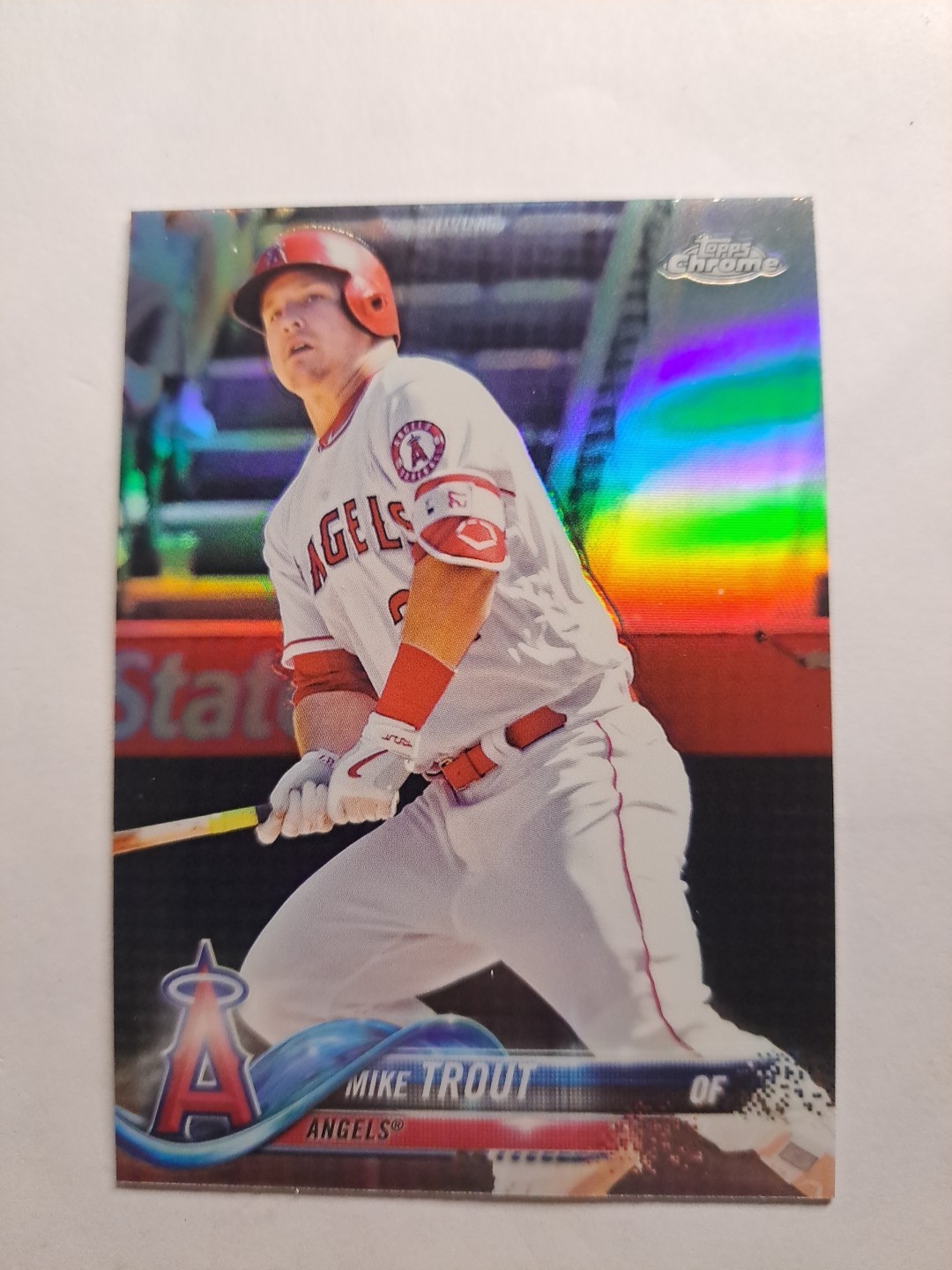 2018 TOPPS CHROME REFRACTOR PARALLEL CARD ANGELS MIKE TROUT #100