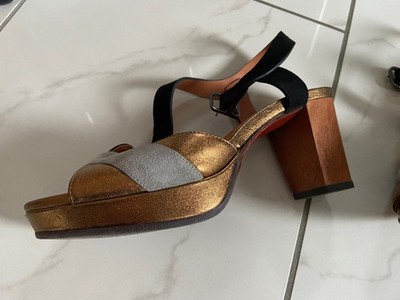 CHIE MIHARA Damen,Schuhe,Sandalen Gr. 36,5 Leder,Sandalette gold,bronze, NP350 
