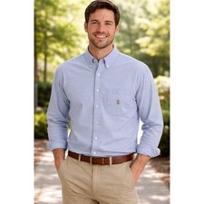 Chaps Ralph Lauren Mens Light Blue Oxford Button Down Shirt 17 34/35 Cotton