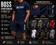Mens 2 Piece Sportswear Set T Shirt and Shorts Running Fitness Summer 2025 Sale*