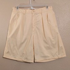 VTG Polo Ralph Lauren Yellow Pleated Chino Shorts 34x9 Made In USA