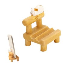 Cat Phone Stand Cute Cat Cellphone Holder Mini Wooden Phone Stand for All Mob...