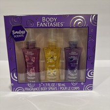 NEW Body Fantasies 3 Piece Set Body Sprays Timeless Scents Sampler 1.7Fl Oz Each