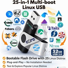 25-in-1 Multi-Boot Linux USB 32GB, USB 3.0   Ultimate 2025 Portable OS Toolkit
