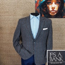 Jos A Bank Men s Size 46 L Pure Camel Sport Coat Gray Tan and Carmine Windowpane