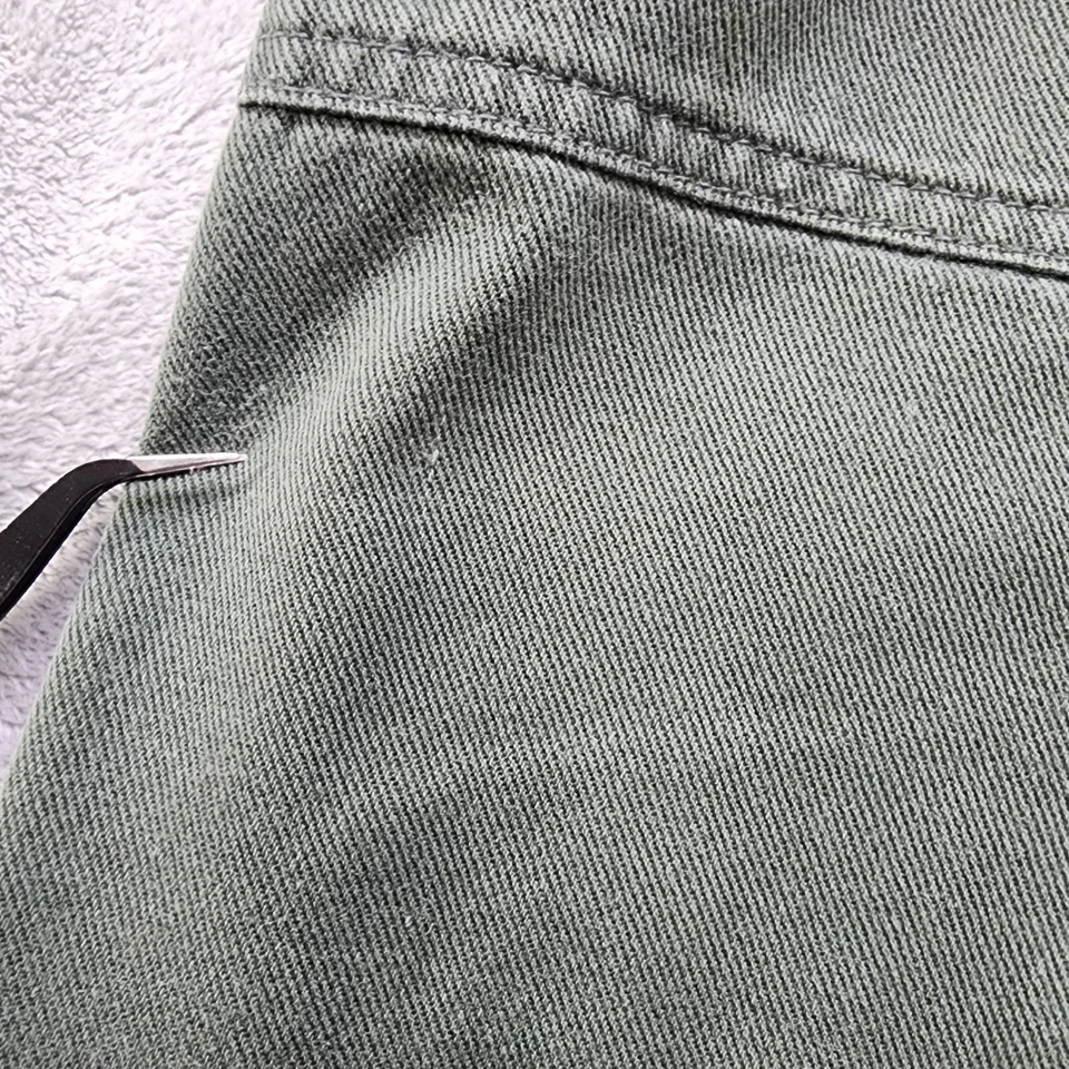 Falda Vintage Marsh Landing Talla 12 Verde Tiro Alto Midi Abertura Trasera Algodón Denim Foto 3 de 4