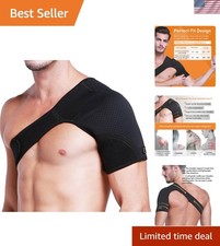 Breathable Neoprene Left Shoulder Brace - Adjustable Support for Injury Recovery
