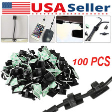 100Pcs Cable Clips Cord Wire Holder Self-Adhesive Management Organizer Clamp Set