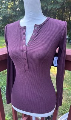 vintage y2k 00s academia bella elena henley shirt cute dollete babydoll kawai XS