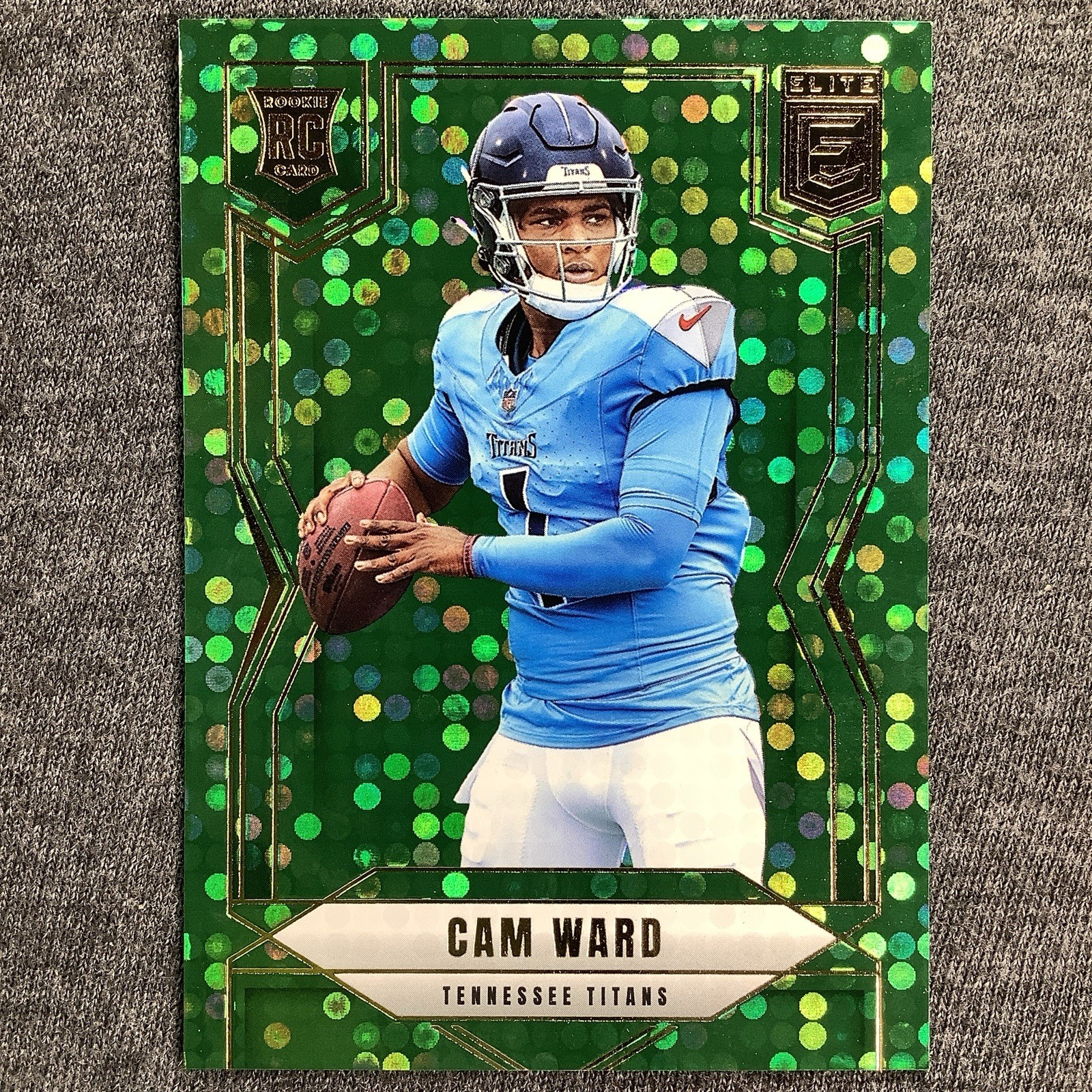 2025 Panini Donruss Elite #101 Cam Ward Green Disco RC Titans