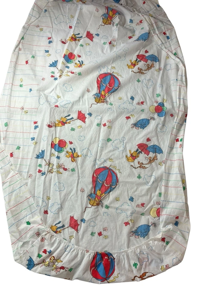 De colección Disney Sears Winnie the Pooh Cuna Ajustada Niño Sábana Blustery Day Foto 2 de 4
