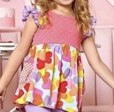 Girls MATILDA JANE Let's Go Together Conversation Hearts Top 8 Ruffle Shirt