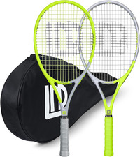 Adults Tennis Racket 2 Pack, Durable 27 Inch Coupled Tennis Racquet Light-Weight