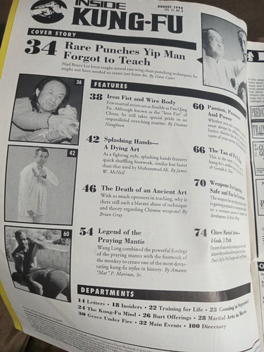 INSIDE KUNG FU Rare 8/94 Leung Ting WING TSUN chun Karate martial arts Mantis - Foto 7 di 13