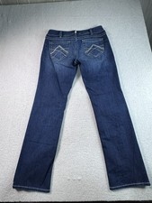 Ariat REAL Denim Women's Blue Wash Mid Rise Bootcut Jeans Size 32R Embroidered