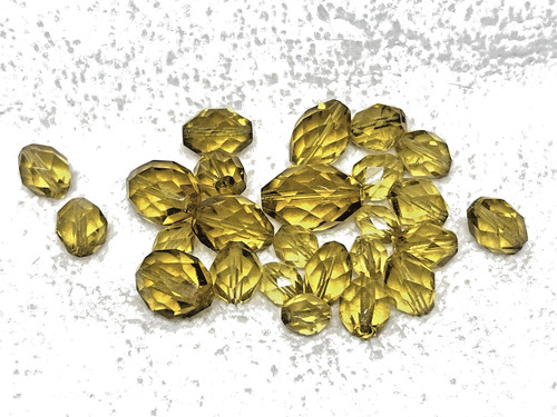 25 Vintage Crystal Glass Beads Golden Yellow In Ovals from 1/2 - 7/8 Inch
