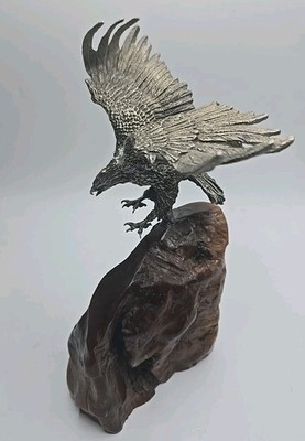 American metal flying Eagle on wood