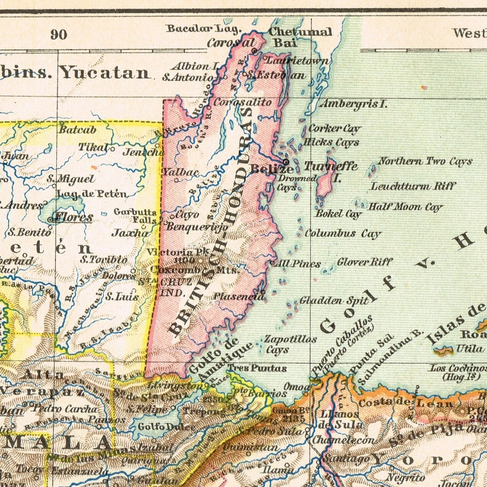 Central America Guatemala Honduras Costa Rica Nicaragua 1892 riginal  Map - Image 2 of 4