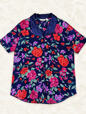 Vintage Victoria's Secret Floral Satin Collar Sleep Shirt Coquette L