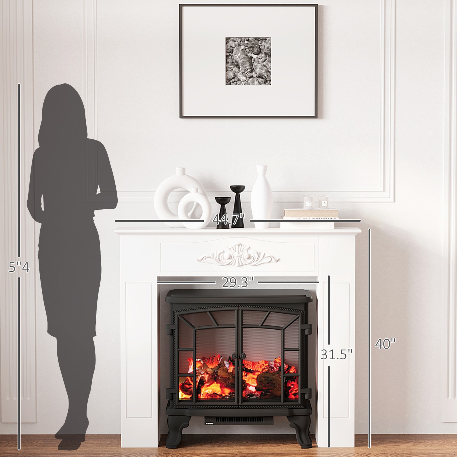 HOMCOM Freestanding Wood Mantel Surround for Electric Fireplace Stove