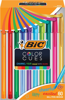 Color Cues Pen Set, 60-Count Pack, Assorted Colors, Fun Color Pens for School Su