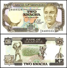 Zambia 2 Kwacha, 1989 ND, P-29, UNC