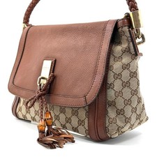 Gucci Shoulder Hand Bag Brown Leather Small Purse Vintage Authentic