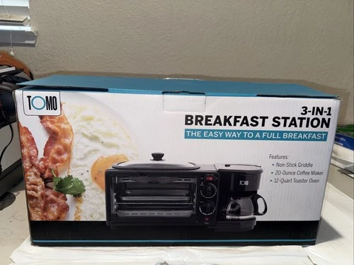 Tomo 3-in-1 Electric Breakfast Station Coffeemaker, Griddle, Toaster, Oven