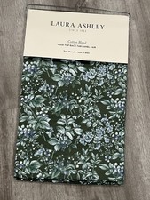 LAURA ASHLEY BRAMBLE FLORAL GREEN WINDOW PANEL PAIR 2 CURTAINS 38 84 Back Tab