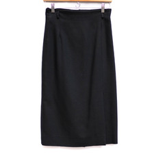Vtg Talbots Skirt 4P Black Tweed Midi Front Back Slits Minimalist Goth USA