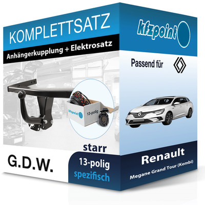 Für Renault Megane Kombi 05.20- G.D.W. Anhängerkupplung starr + 13polig E-Satz