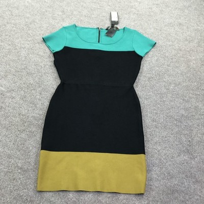 BCBGMAXAZRIA Dress Womens Medium Sea Green Black Colorblock Jacquetta Sheath